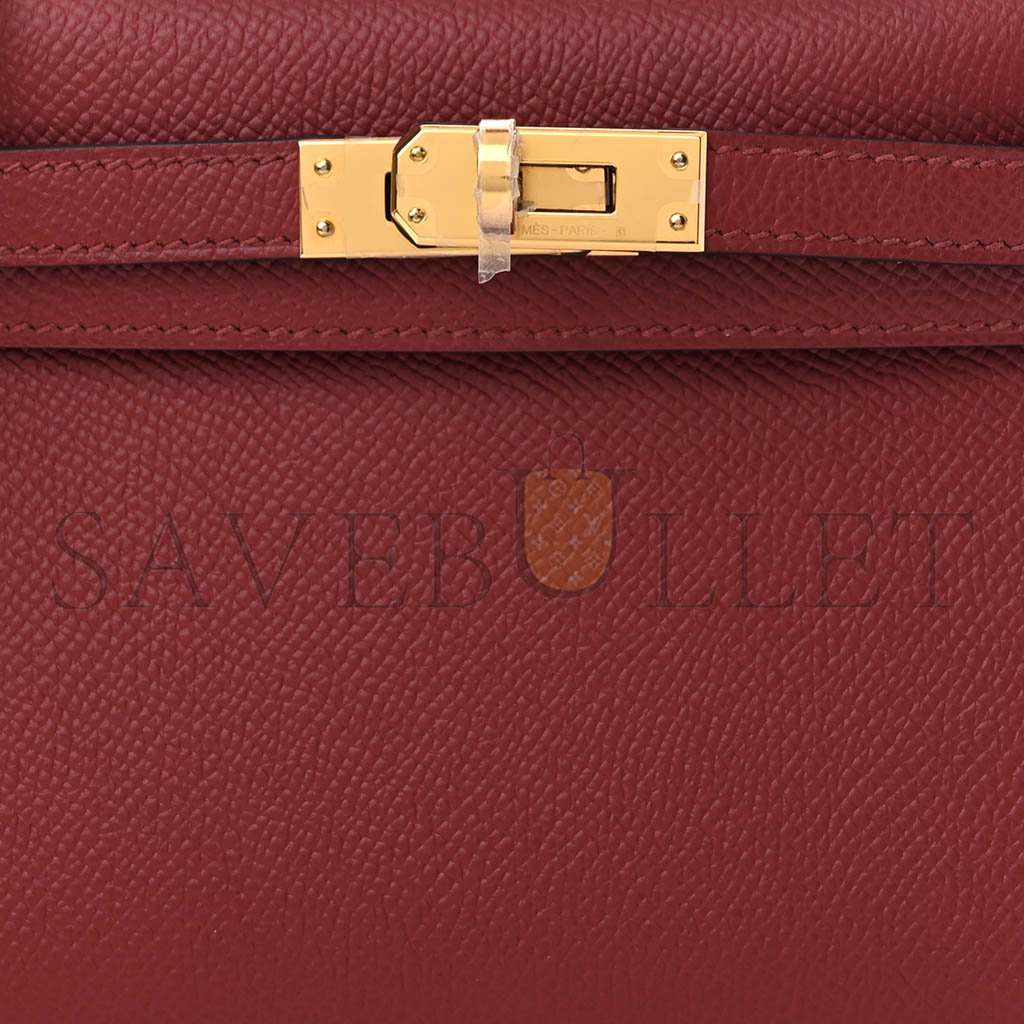 HERMÈS MASTER EPSOM MINI KELLY II GARNET RED (19*12*5.5cm)